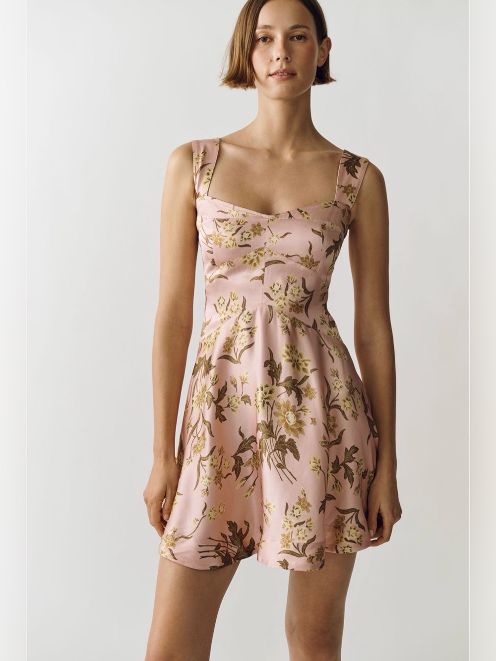 NWT Anthropologie Maeve Jocelyn Sleeveless Slip Mini Dress Pink Yellow Floral